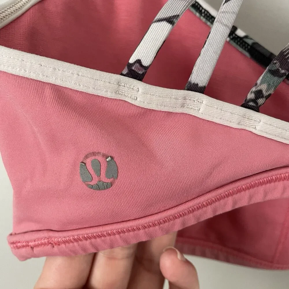 Lululemon Size 8 Pink Strappy Back Workout Sports Bra Athletic